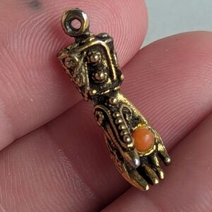 Antique gold glove charm, highly ornate, necklace or bracelet charm, baroque?